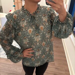 Joyjoy gold motif patterned blouse size large